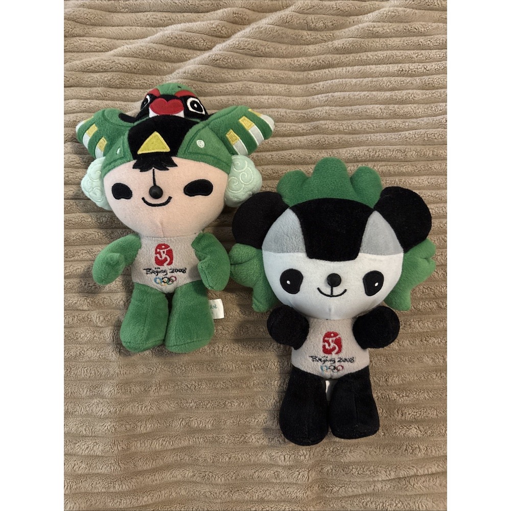 set of 2 plush fuwa mascot doll from 2008 beijing summer olympics